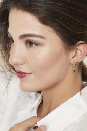 Boucles D'oreilles Lettre E Noir Cuivré h5 Image8