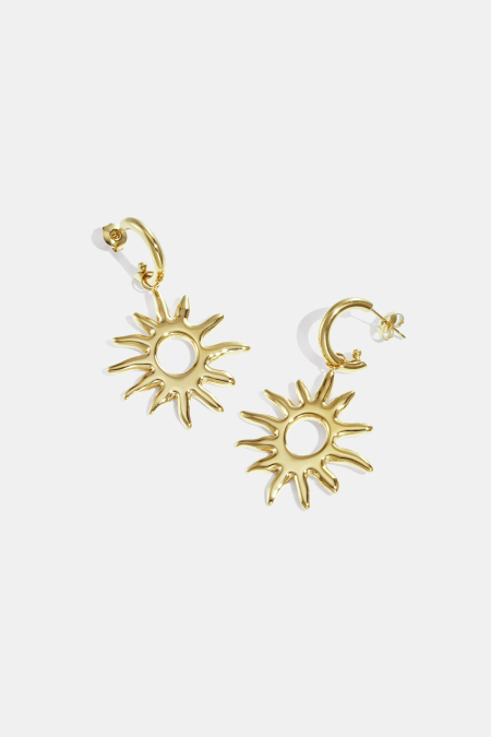Boucles d'oreilles pendantes en acier inoxydable, collection soleil, style décontracté et simple pour femmes