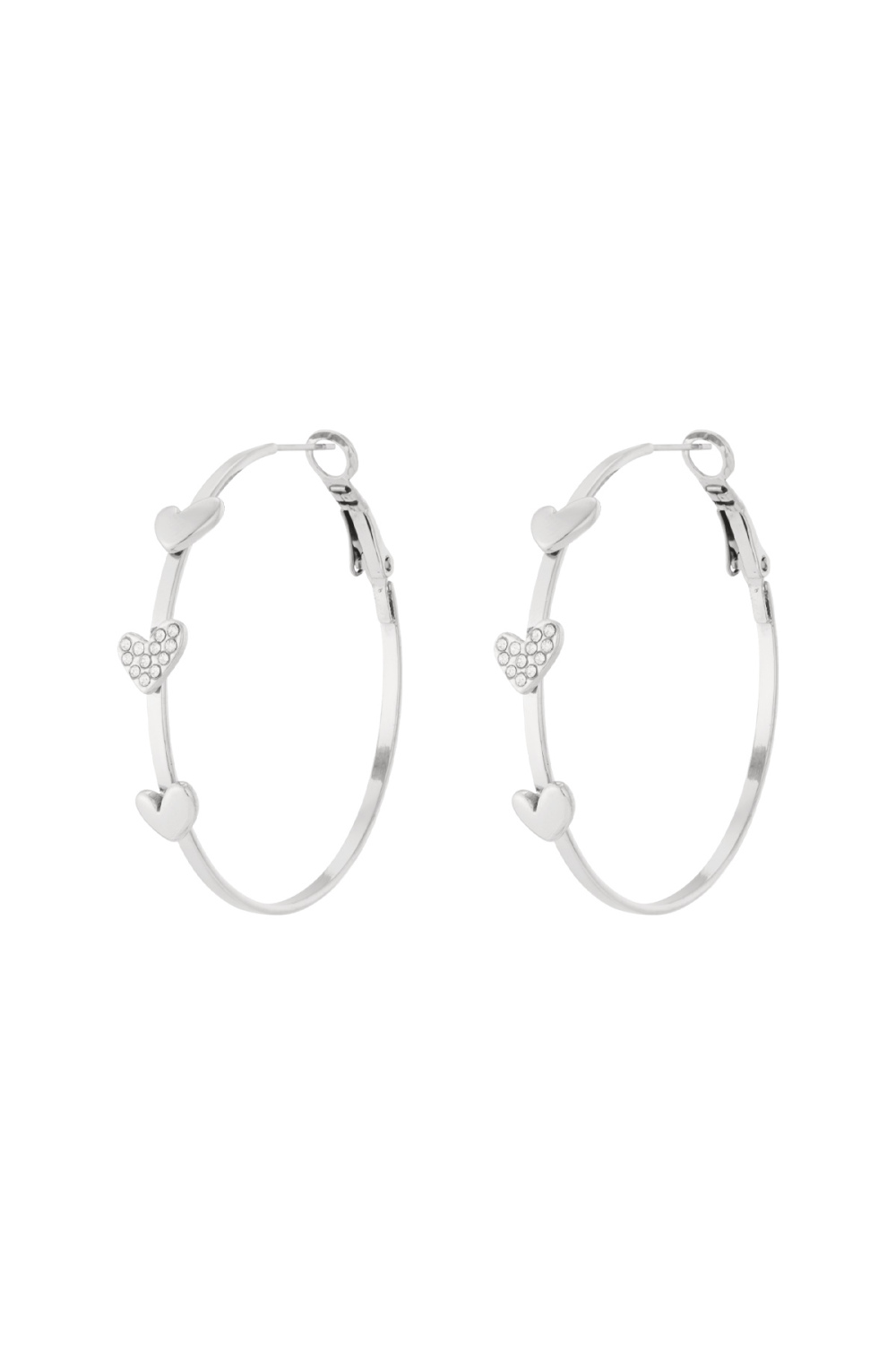 Jolies Boucles D'Oreilles Créoles Avec 3 Coeurs Image3