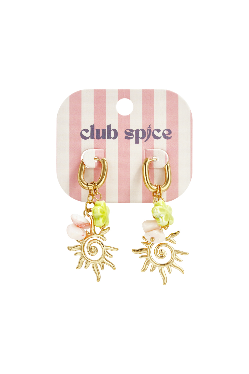 Boucles D'Oreilles Créoles Ovales Avec Breloques Soleil Et Perles Image6