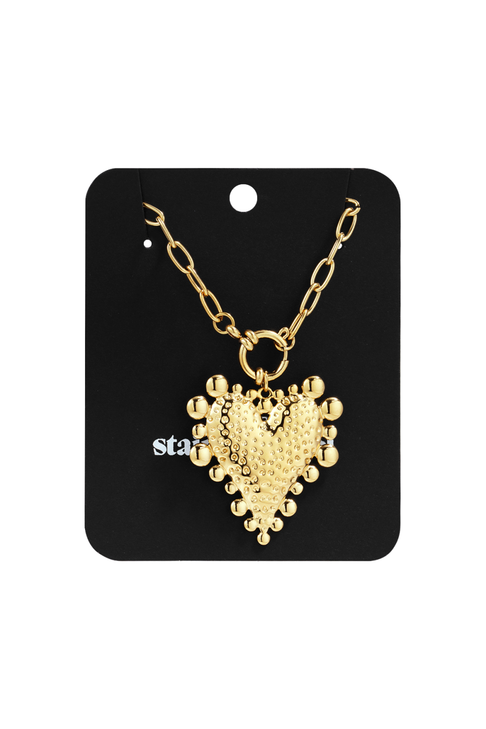 Long Collier Avec Un Pendentif En Forme De Cœur Épais Image4