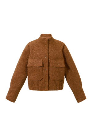 Veste Femme En Fibre De Polyester Tissée Style Décontracté Couleur Unie Automne/Hiver h5 