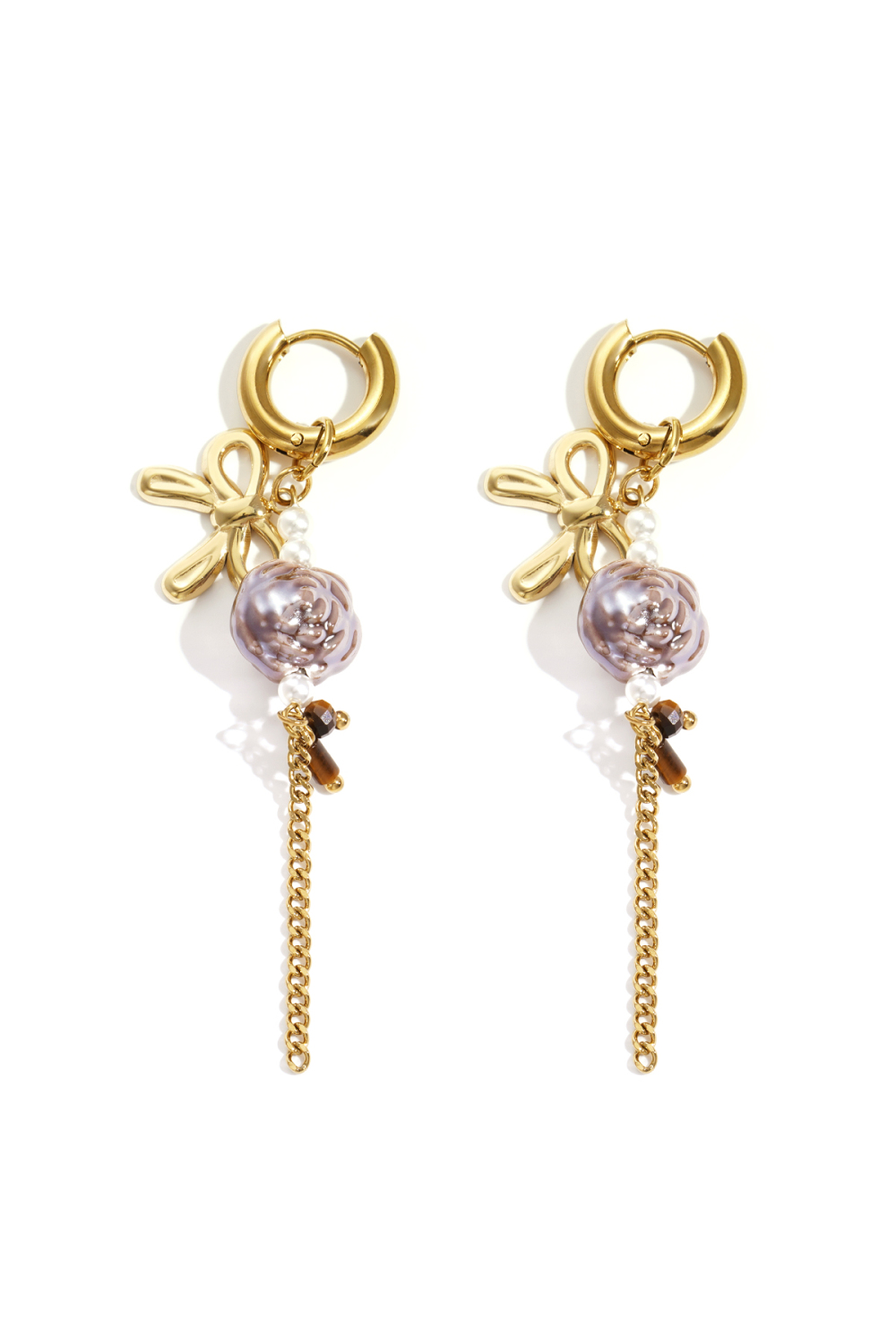 Boucles D'Oreilles Pendantes En Acier Inoxydable, Série Fleur, Décontractée, Simple Et Quotidienne, Bijoux Pour Femmes Image4