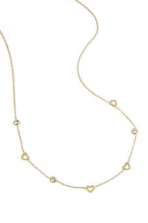 Collier Avec Breloques Coeur Et Diamants - Acier Inoxydable h5