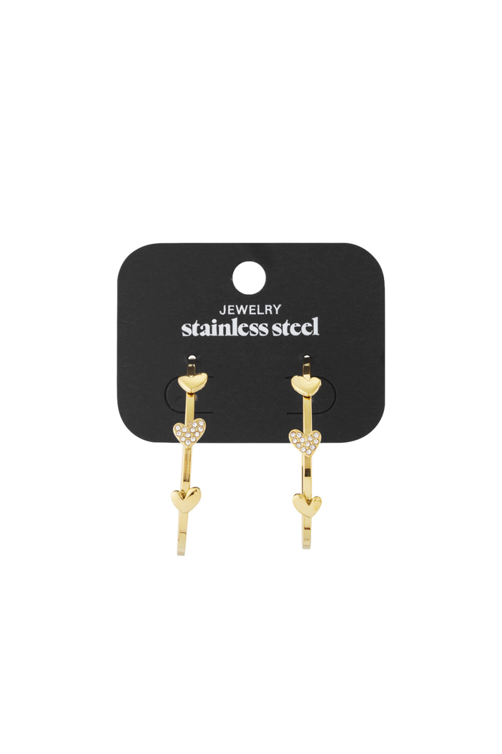 Jolies Boucles D'Oreilles Créoles Avec 3 Coeurs Image4