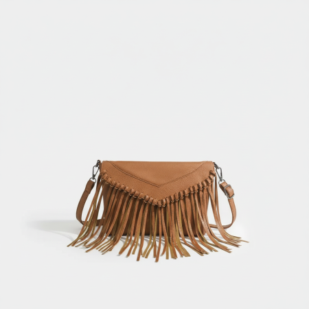 Sac À Bandoulière Vintage En Pu Pour Femme, 1 Pièce, Avec Pompon