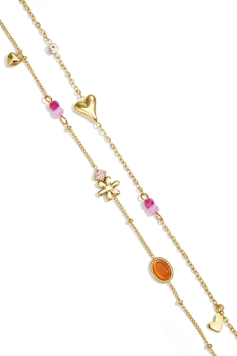 Bracelet Double Avec Pendentifs, Perles Et Pierres Variés Image3