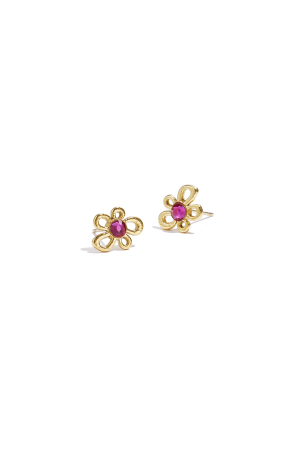 Boucles D'Oreilles Puces En Forme De Fleur Avec Détail En Pierre h5
