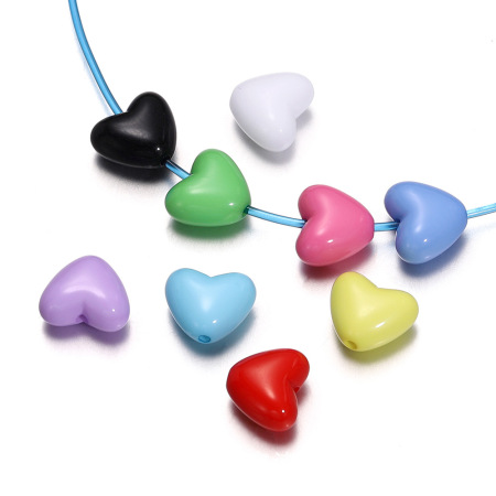 1 sachet de perles acryliques en forme de cœur à faire soi-même