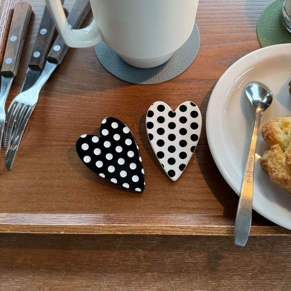 Pinces À Cheveux Classiques En Acétate À Pois Et En Forme De Cœur Pour Femmes Image3