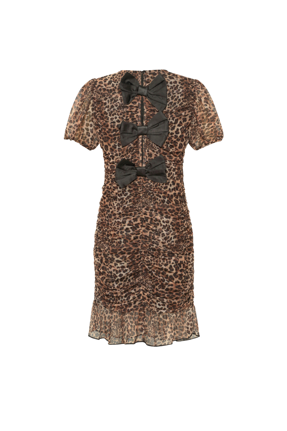 Robe Mini En Polyester Tissé Élégante Imprimé Léopard Bordure Volants Image3