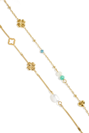 Bracelet Orné De Trèfles, De Perles Et De Pierres h5 Image4