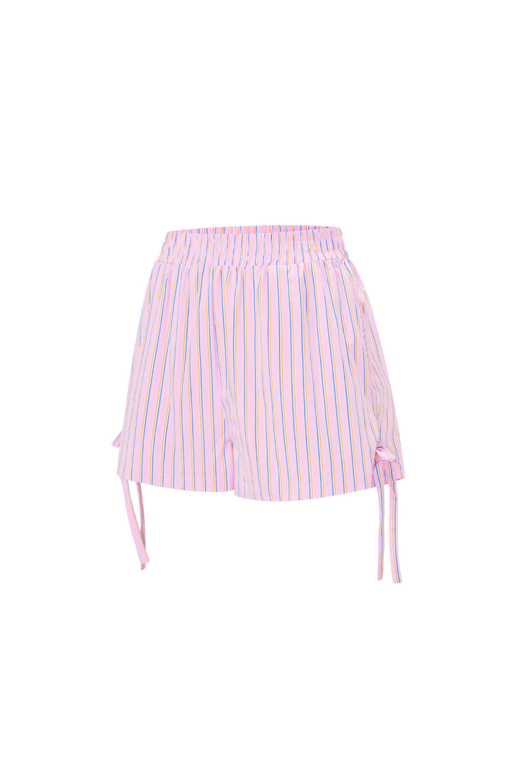 Cotton Woven Shorts Femme Casual Stripes Tie-Up Image2