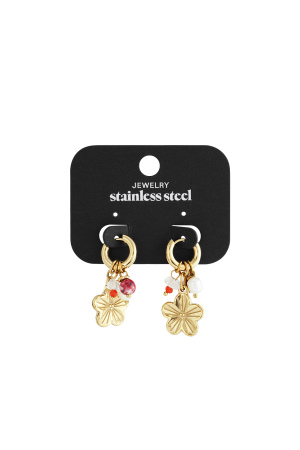 Boucles D'Oreilles Pendantes En Acier Inoxydable, Série Fleur, Décontractée, Simple Et Quotidienne, Bijoux Pour Femmes h5 Image4