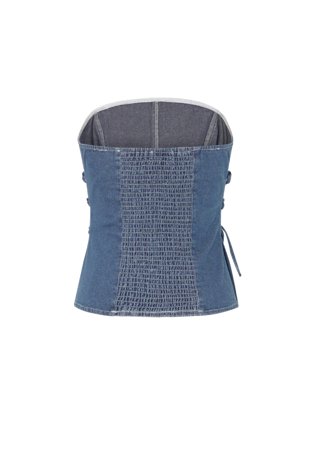 Coton Tissé Haut Femme Sans Bretelles Élégant Couleur Unie Printemps/Été Image3