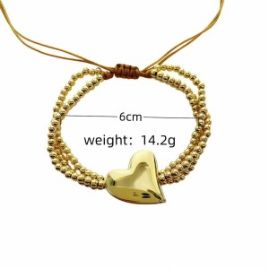 Bracelets À Breloques Élégants Pour Femmes, En Cuivre, Avec Perles En Forme De Cœur Et De Croix h5 