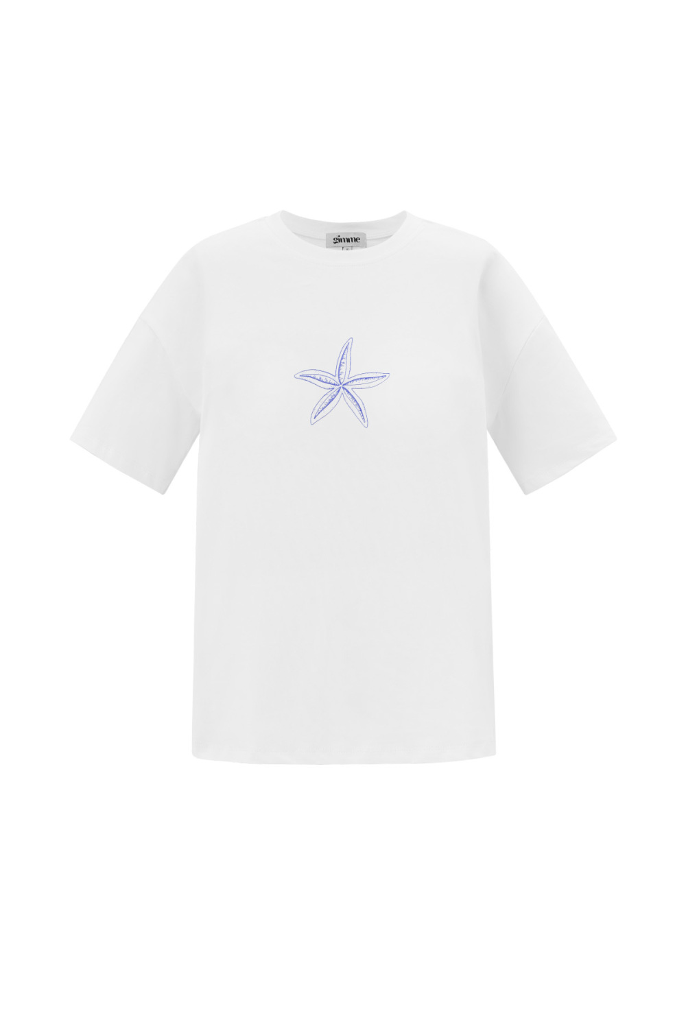 Coton T-Shirt Femme Casual Broderie Étoile De Mer