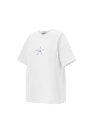 Coton T-Shirt Femme Casual Broderie Étoile De Mer h5 Image3