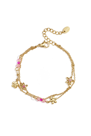 Bracelet Double Orné De Fleurs Colorées (Pack With Plastic Bag) h5