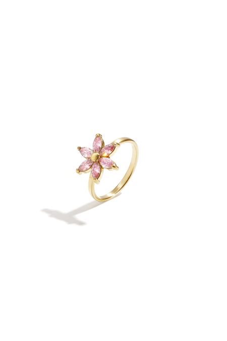Bague ornée d'une fleur en strass