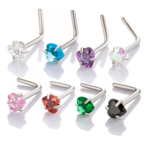 1 Pièce Simple Series Simple Heart Piercing De Nez Pour Femme En Acier Inoxydable Étanche, Sans Placage, Avec Zircon h5 Image2