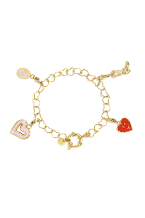 Bracelet Avec Fermoir Avant Et Maillons En Forme De Cœur h5 Image2