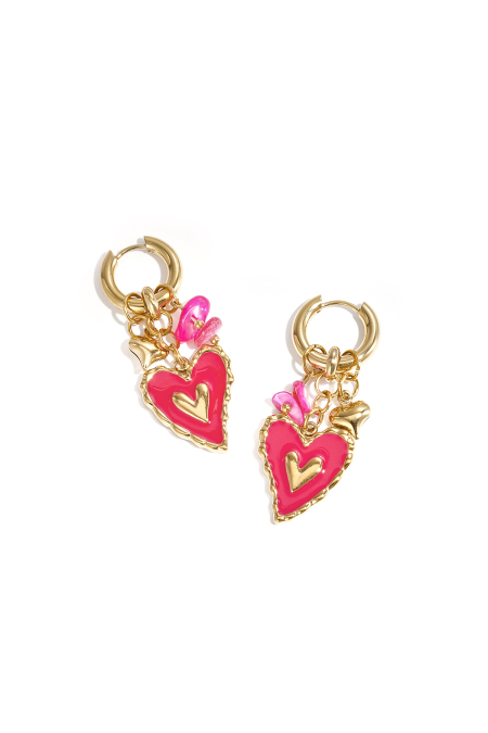 Boucles d'oreilles pendantes en acier inoxydable en forme de cœur, collection romantique pour la Saint-Valentin, bijoux pour femmes