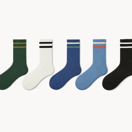 1 paire de chaussettes de sport mi-mollet en coton à rayures quotidiennes 2