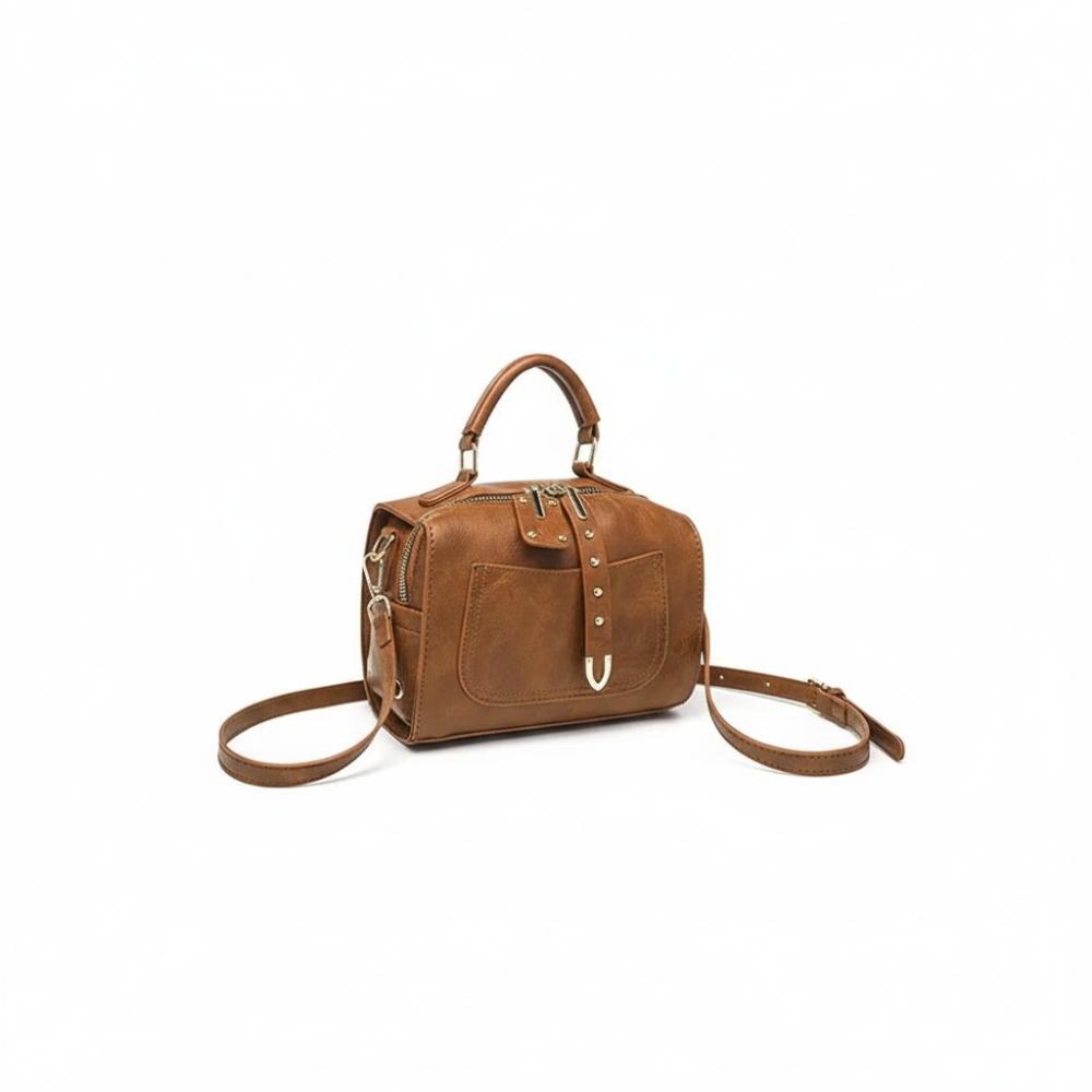Sac À Main Boston Chic En Pu De Couleur Unie Pour Femme, 1 Pièce h5Image5