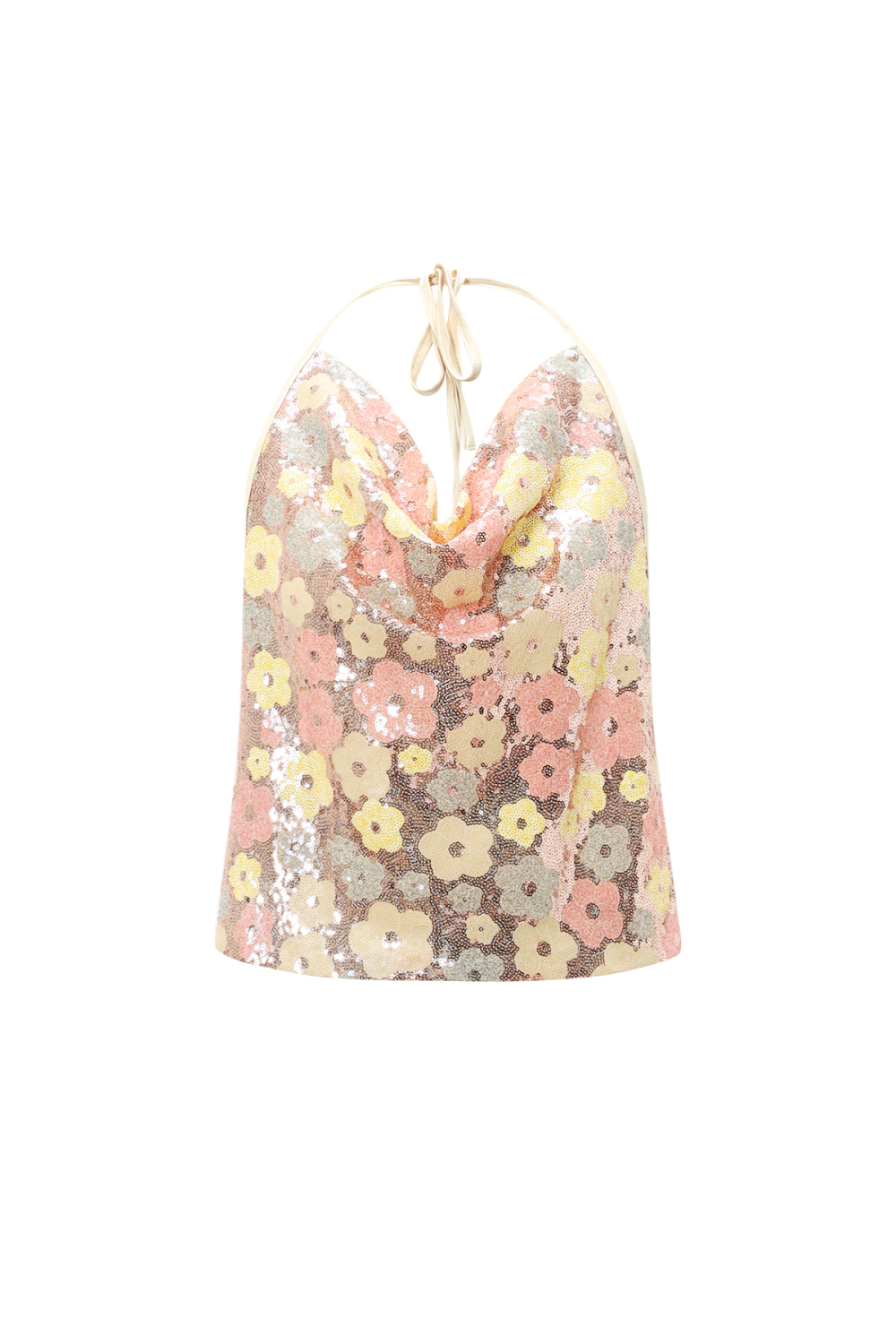 Haut À Sequins À Fleurs Épanouies