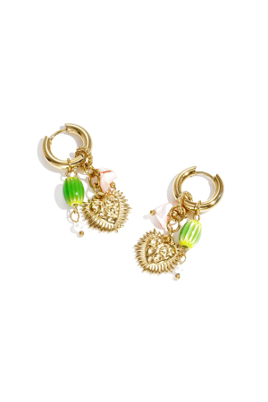 Boucles D'Oreilles Avec Pendentifs En Forme De Cœur Et De Perles Colorées h5 
