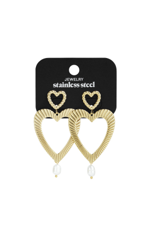 Boucles D'Oreilles Pendantes En Acier Inoxydable En Forme De Cœur, Collection Décontractée Et Simple Pour Femmes h5 Image6