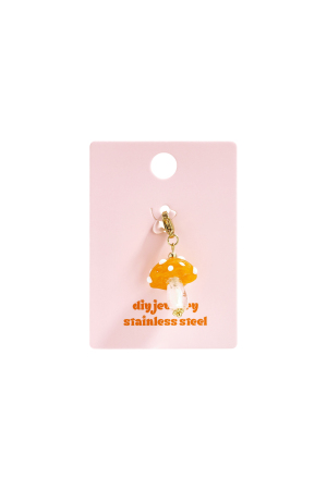 Bijou Breloque Champignon Orange Diy h5 Image4