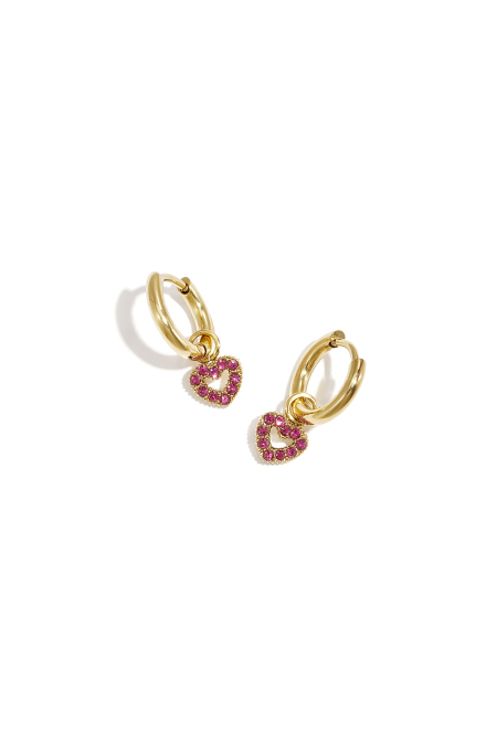 Boucles d'oreilles avec breloque en forme de cœur décoré