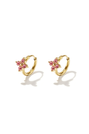 Petites Boucles D'Oreilles Créoles Avec Des Pierres En Forme De Trèfle h5 Image3