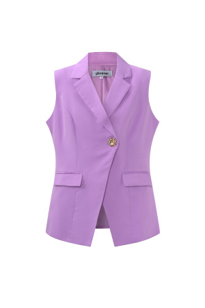 Blazer Sans Manches Pour Femme En Polyester Tissé Casual Design Asymétrique h5