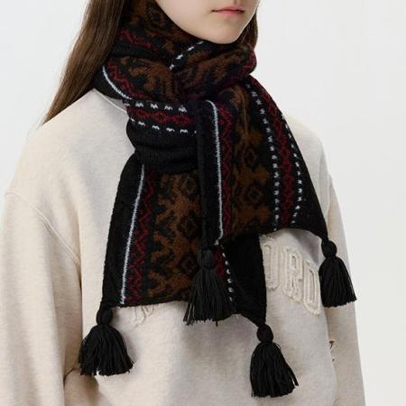 Écharpe d'hiver vintage en laine Fair Isle pour femme, 1 pièce