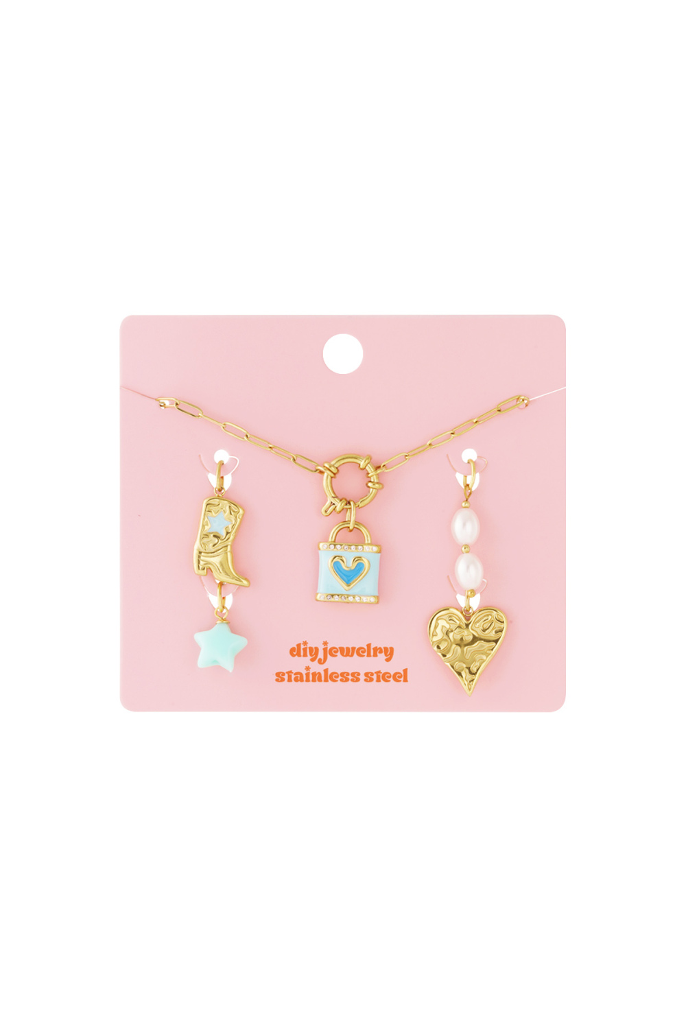 Collier Diy En Forme De Cœur Bleu Image4