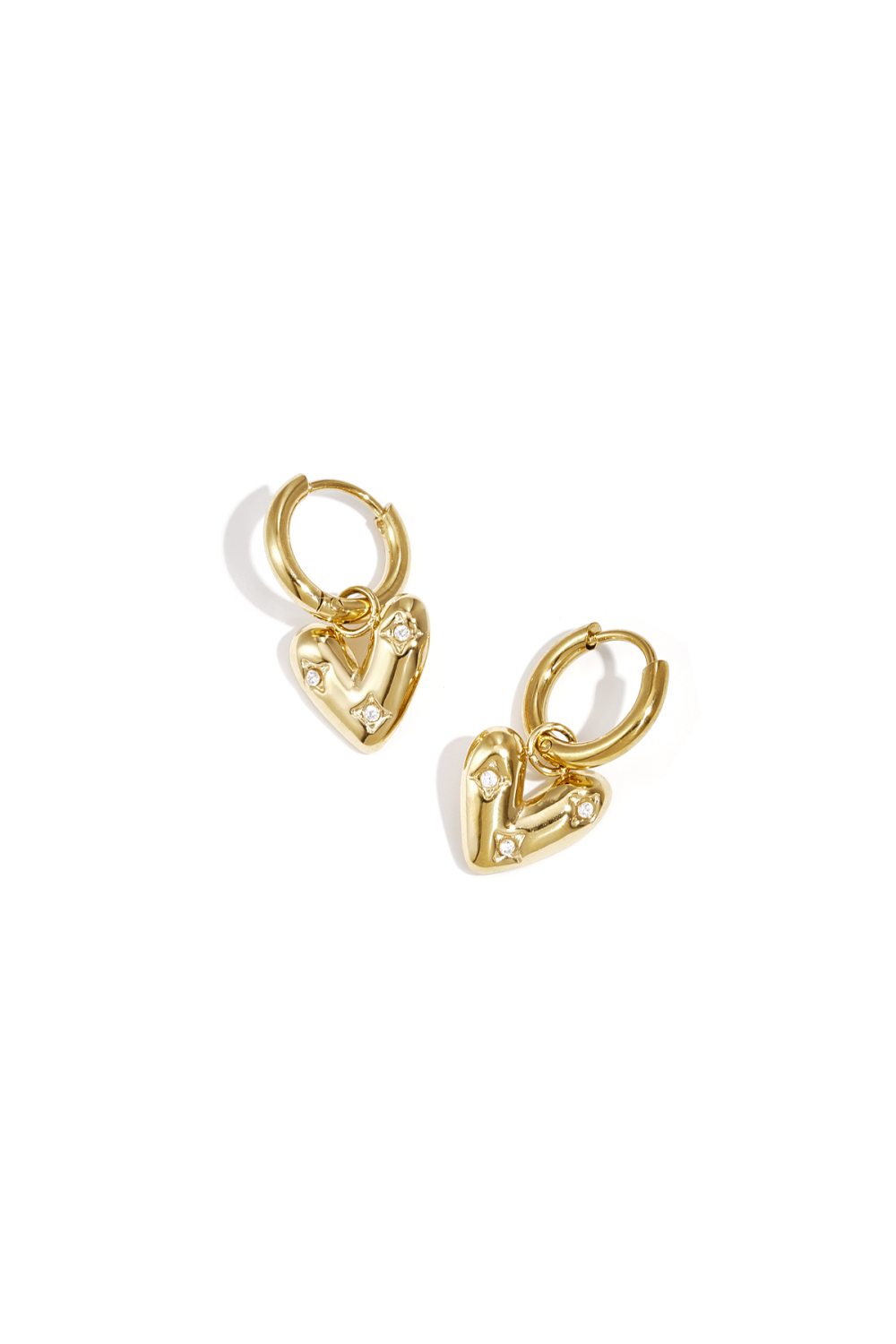 Boucles D'Oreilles Avec Pendentif En Forme De Cœur Et Zircon 