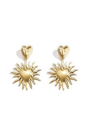 Boucles D'Oreilles En Forme De Cœur Avec Soleil Suspendu h5