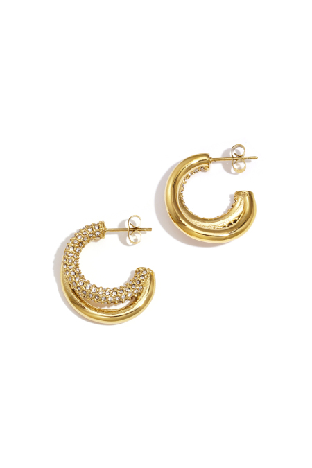 Boucles d'oreilles créoles en acier inoxydable, style décontracté, simple et quotidien, pour femmes