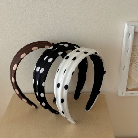 1 élastique à cheveux élégant en tissu à pois pour femme, série simple