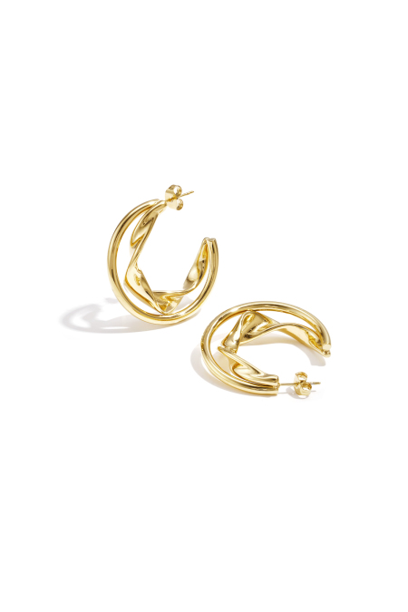 Boucles d'oreilles créoles doubles et épaisses avec détails torsadés