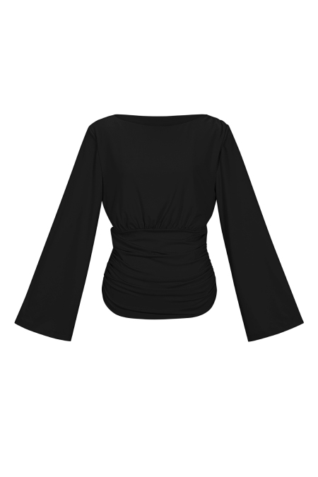 Hauts à manches longues en fibre de polyester (polyester), couleur unie, élégants, coupe ajustée. 2