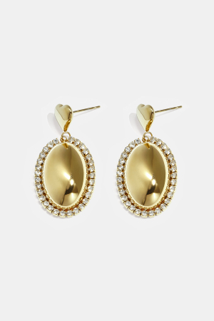 Boucles D'Oreilles Imposantes Avec Un Pendentif Ovale Entouré De Pierres h5 