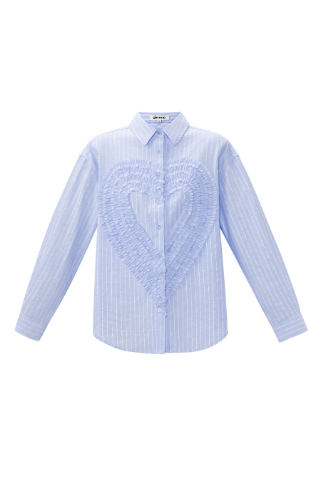 Cotton Woven Chemise Femme Casual Stripes Coeur Ruffle Detail 2
