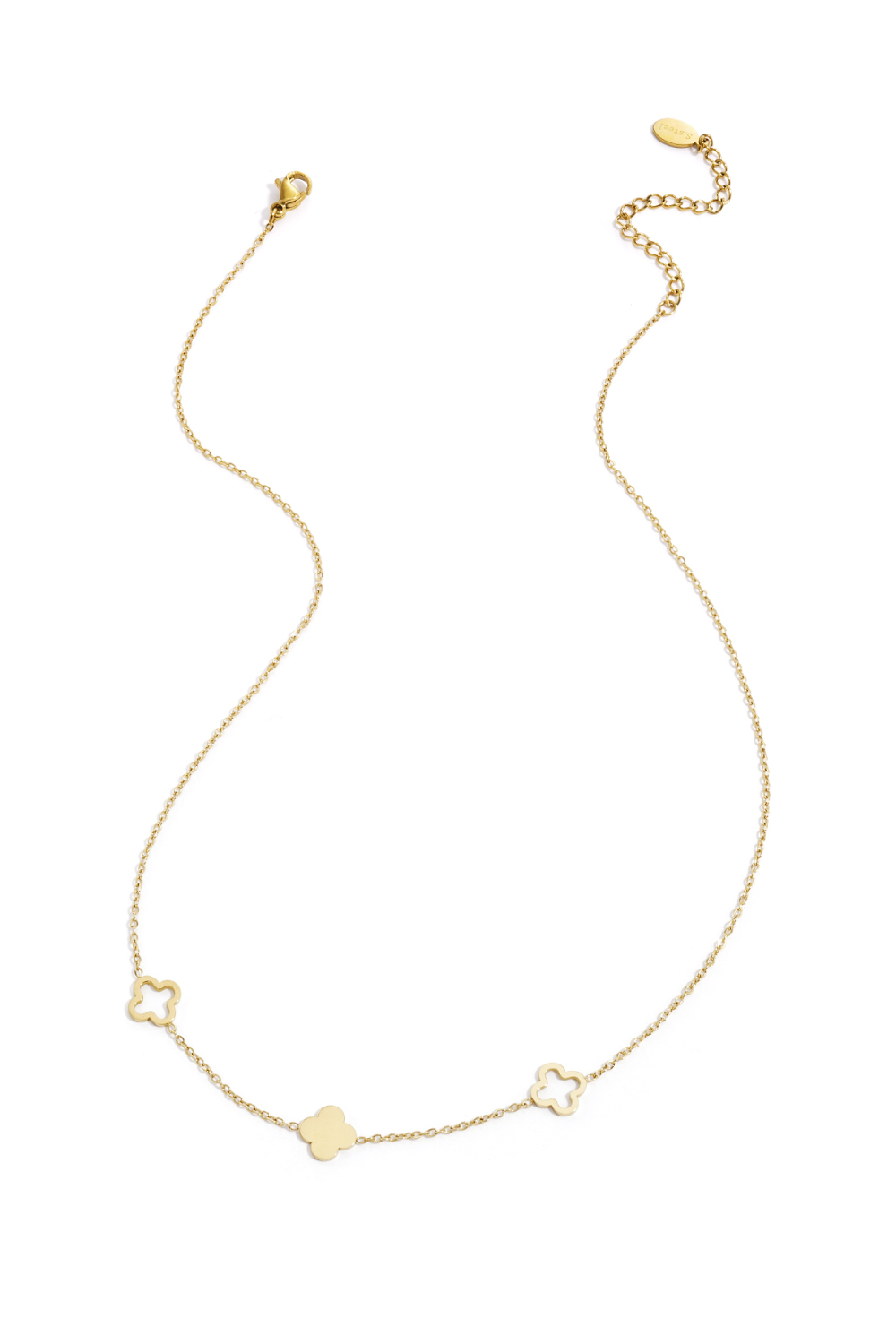 Collier Trèfles Couleur Or Acier Inoxydable 