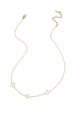 Collier Trèfles Couleur Or Acier Inoxydable h5 