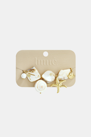 Bracelet Orné De Coquillages, De Breloques Marines Et De Perles Dorées h5 Image4
