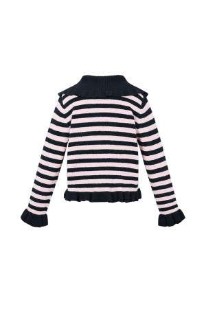 Cardigan Femme En Fibre De Polyester Tricotée Style Décontracté À Rayures h5 Image3